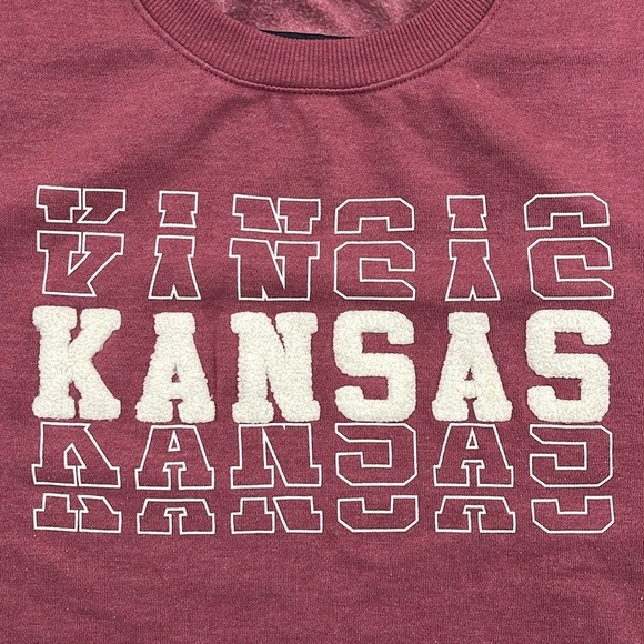 State of Mine Womens Kansas Graphic Sweatshirt Crewneck in Burgundy Ivory  XXL - Picture 2 of 12